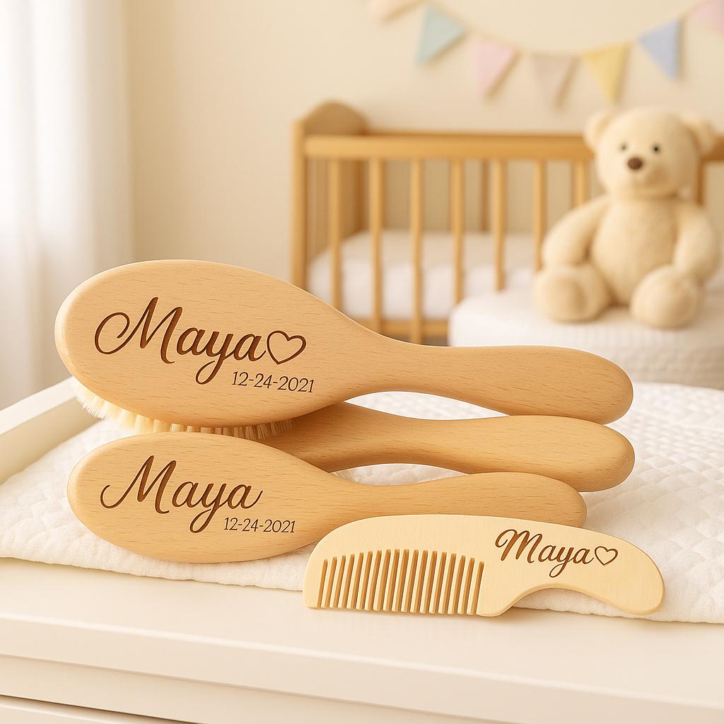 Baby Haarbürste Und Kamm 3-Tlg. Set, Geschenk, Babyparty, Standesamt Neugeborene Kleinkinder, Unisex Design Für Mädchen Jungen Baby Haarbürste Und Kamm 3-Tlg. Set, Geschenk, Babyparty, Standesamt Neugeborene Kleinkinder, Unisex Design Für Mädchen Jungen von Etsy - PurrFectEngravers