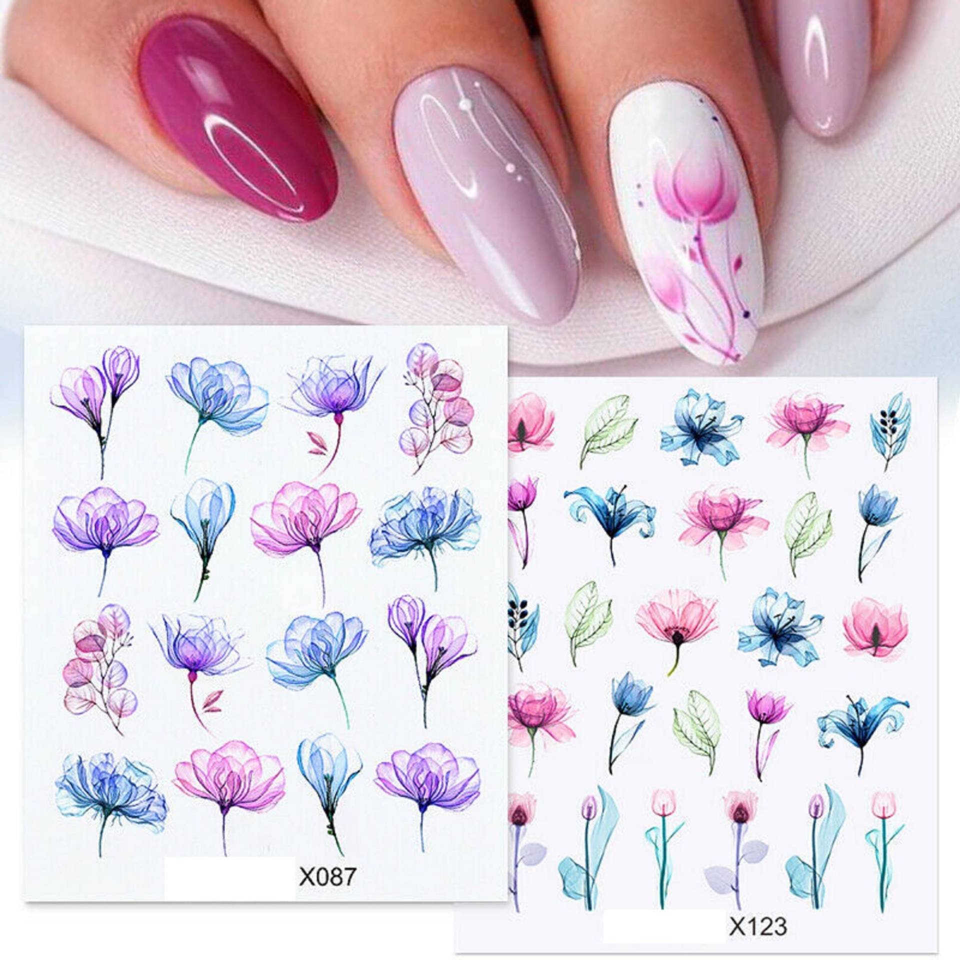 Nail Art Wasser Abziehbild Aufkleber Transfers Frühling Sommer Blumen Blatt Farn Blütenblätter Aquarell von Etsy - RachelsNailsByRachel