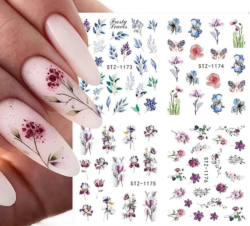 Nail Art Wasser Aufkleber Frühling Sommer Blumen Floral Tulpen Farn Schmetterling Schmetterlinge Lavendel von Etsy - RachelsNailsByRachel