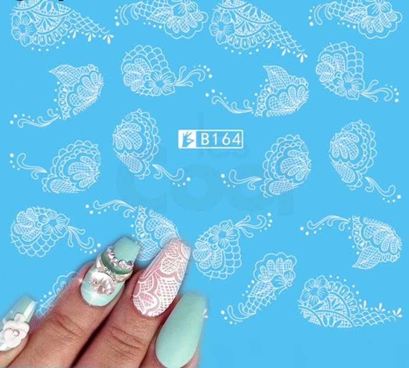 Nail Art Wasser Aufkleber Sticker Wraps Schwarz Weiß Spitze Blumen | B164W Nail Art Wasser Aufkleber Sticker Wraps Schwarz Weiß Spitze Blumen | B164W von Etsy - RachelsNailsByRachel