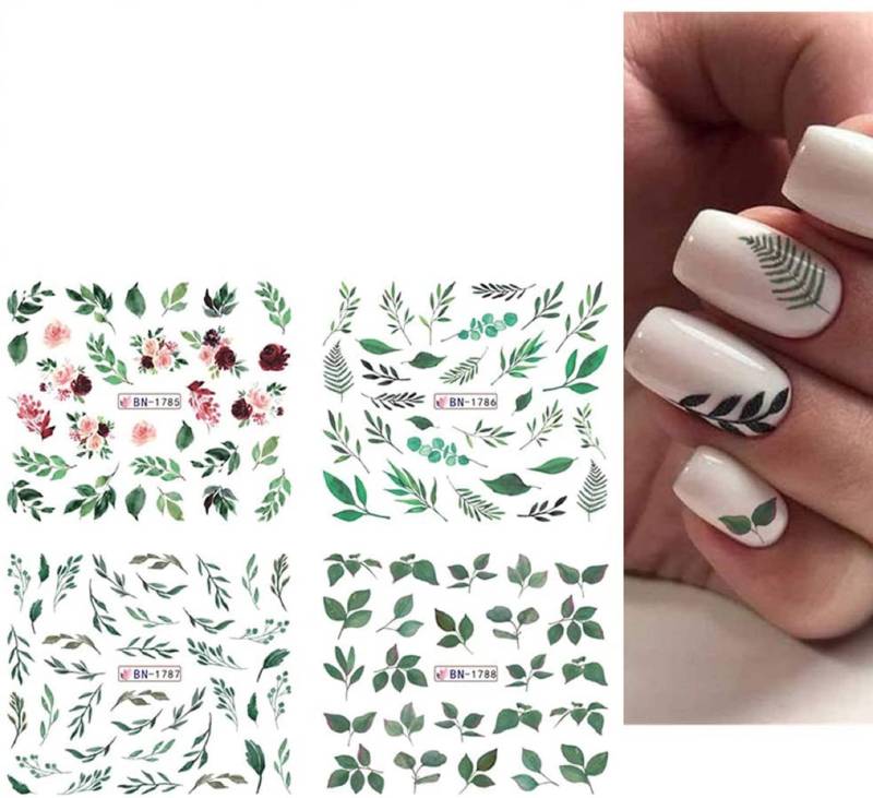 Nail Art Wasser Decals Aufkleber Transfers Frühling Sommer Grün Blatt Blumen Erdbeeren Eukalyptus Farn von Etsy - RachelsNailsByRachel