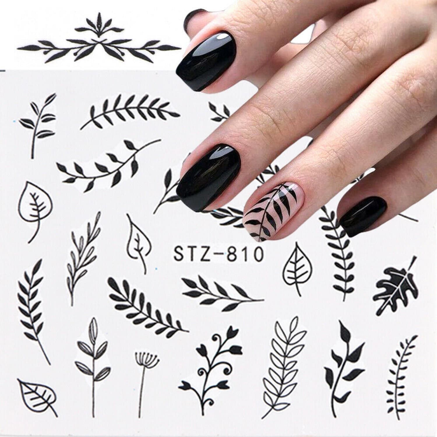 Nail Art Wasser Decals Aufkleber Transfers Schwarz Blatt Blätter Blumen Blütenblätter Floral Farn Nail Art Wasser Decals Aufkleber Transfers Schwarz Blatt Blätter Blumen Blütenblätter Floral Farn von Etsy - RachelsNailsByRachel