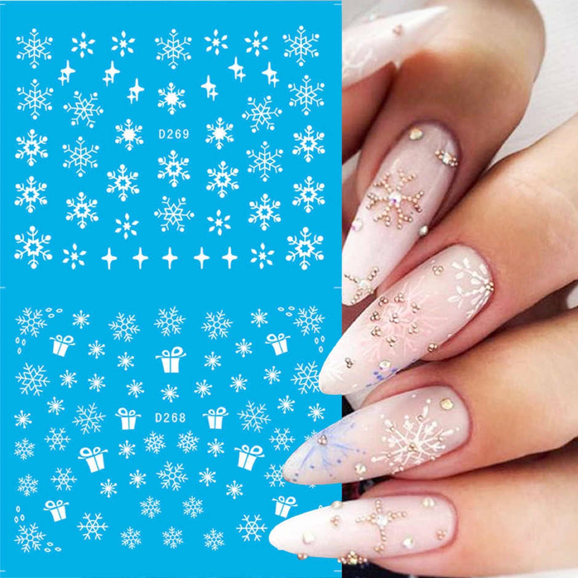 Nail Art Wasser Decals Aufkleber Weihnachten Weiss Schneeflocken Sterne Winter Wunderland Putten Schneeflocke Rentier Schneemann von Etsy - RachelsNailsByRachel