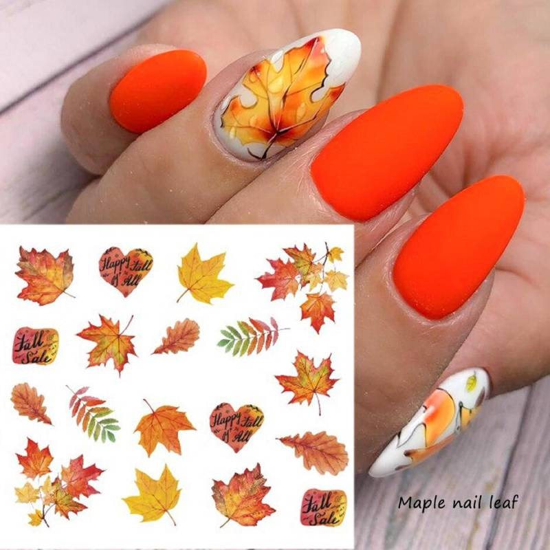 Nailart Wasser Decals Aufkleber Winter Herbst Grün Blatt Farn Ahornblatt | 1671 von Etsy - RachelsNailsByRachel