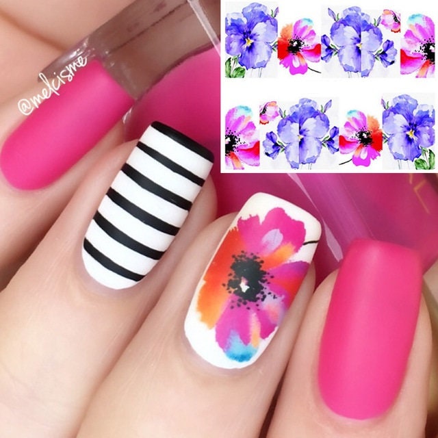 Nailart Wasserabziehbild Wraps Lila Rosa Sommer Blumen Floral Gelpolitur | 131 Nailart Wasserabziehbild Wraps Lila Rosa Sommer Blumen Floral Gelpolitur | 131 von Etsy - RachelsNailsByRachel