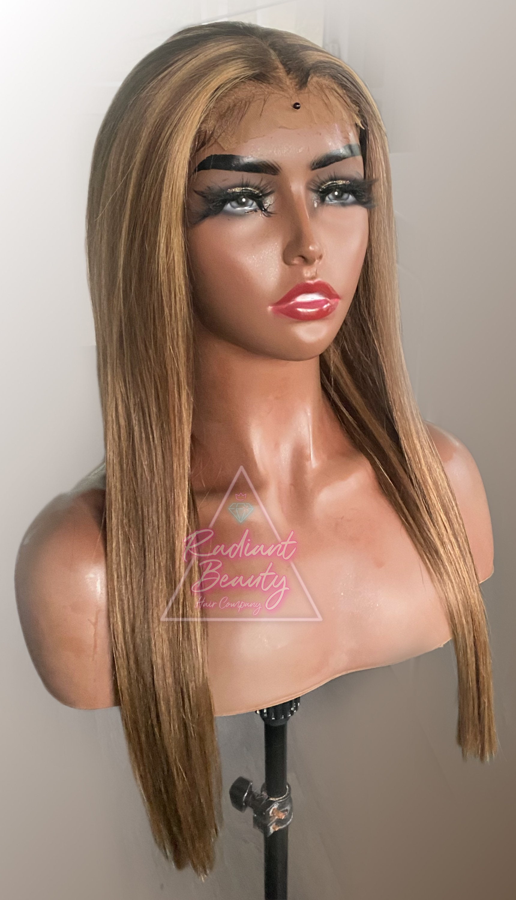 Honig Hd Spitzenverschluss Oder Frontal 18"-30" Länge 180 Dichte Menschliches Haar Karamell Highlight Perücke von Etsy - RadiantBeautyHairCo