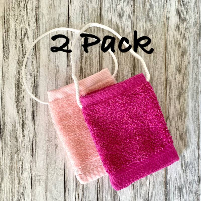 2Er Pack Seife Saver Tasche Seifenbeutel 100% Frottee Baumwolle - Blau Weiß Rosa Lavendel Teal Seifensäckchen, Seifentasche, Spa Geschenk von Etsy - RagPads