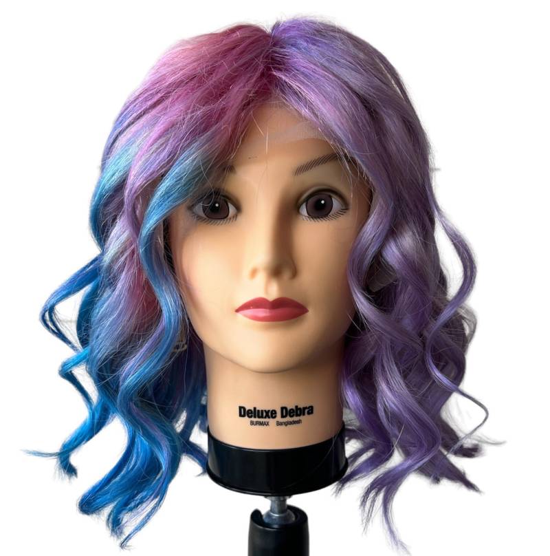 100% Echthaar Lace Front Perücke Handbemalt Split Dye Pink & Blau/Lila von Etsy - RainbowHairWizard