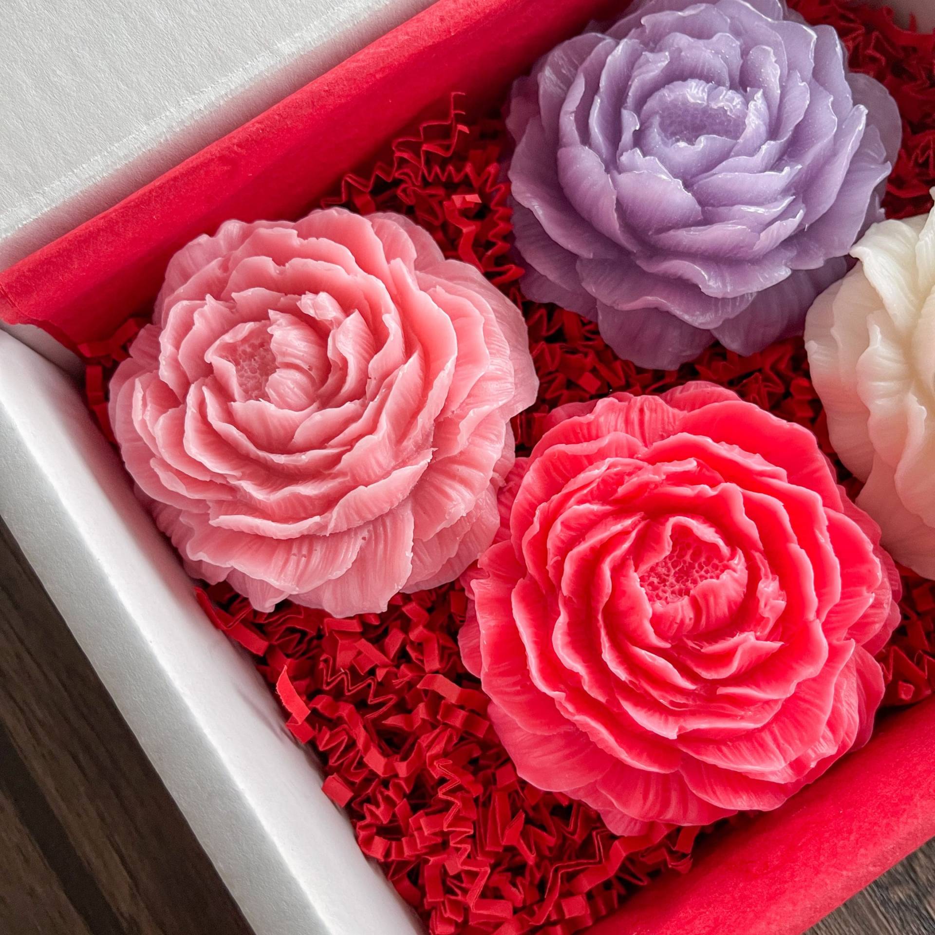 4 X Rosen Seife Geschenk-Box | Handgemachte Seifen Valentinstag von Etsy - Raqsoaps