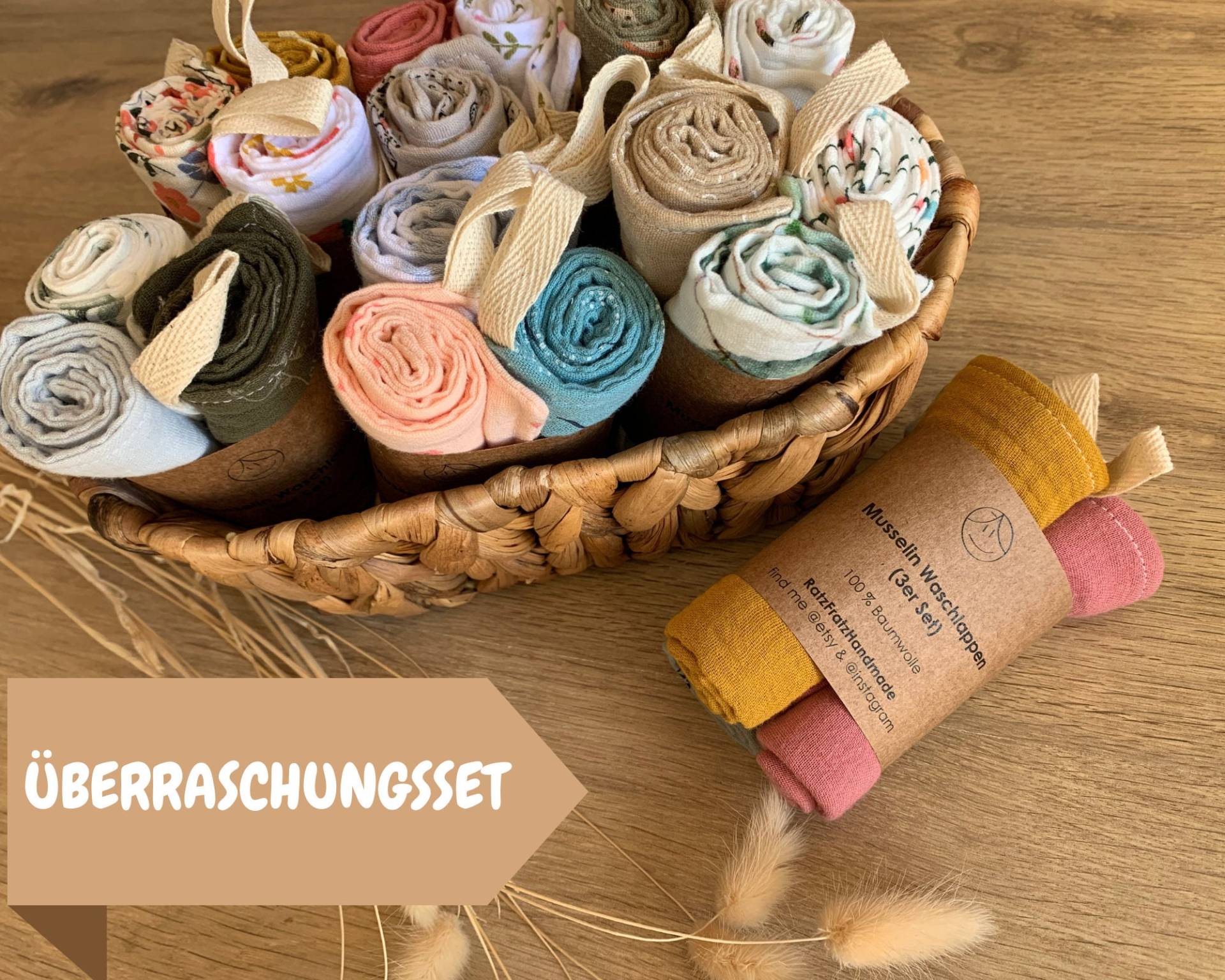 Musselin | Waschlappen Set Überraschungsset Musselintuch Mini Spucktuch von Etsy - RatzFratzHandmade