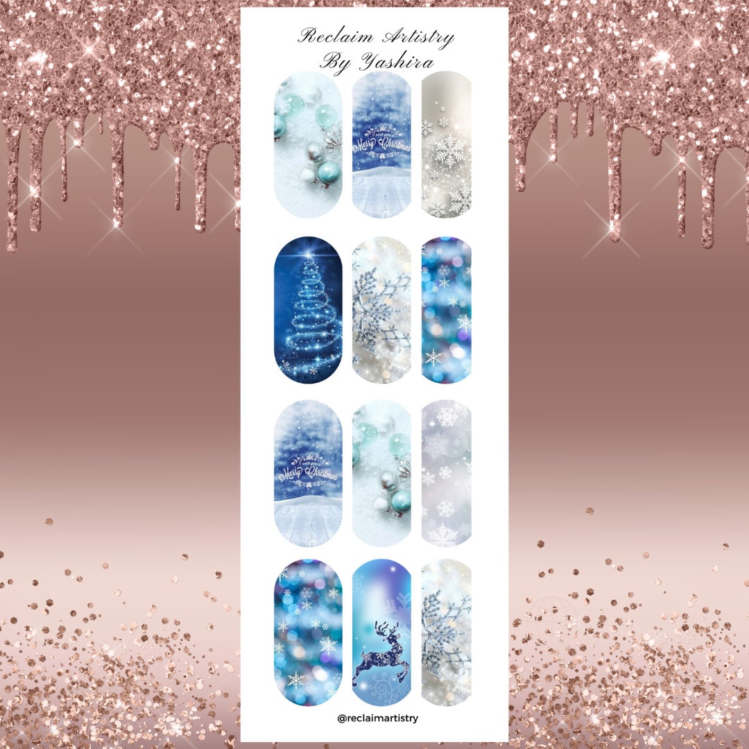 Blaue Detaillierte Weihnachts Nagel Decals | Nailart Nagelzubehör von Etsy - ReclaimArtistryShop