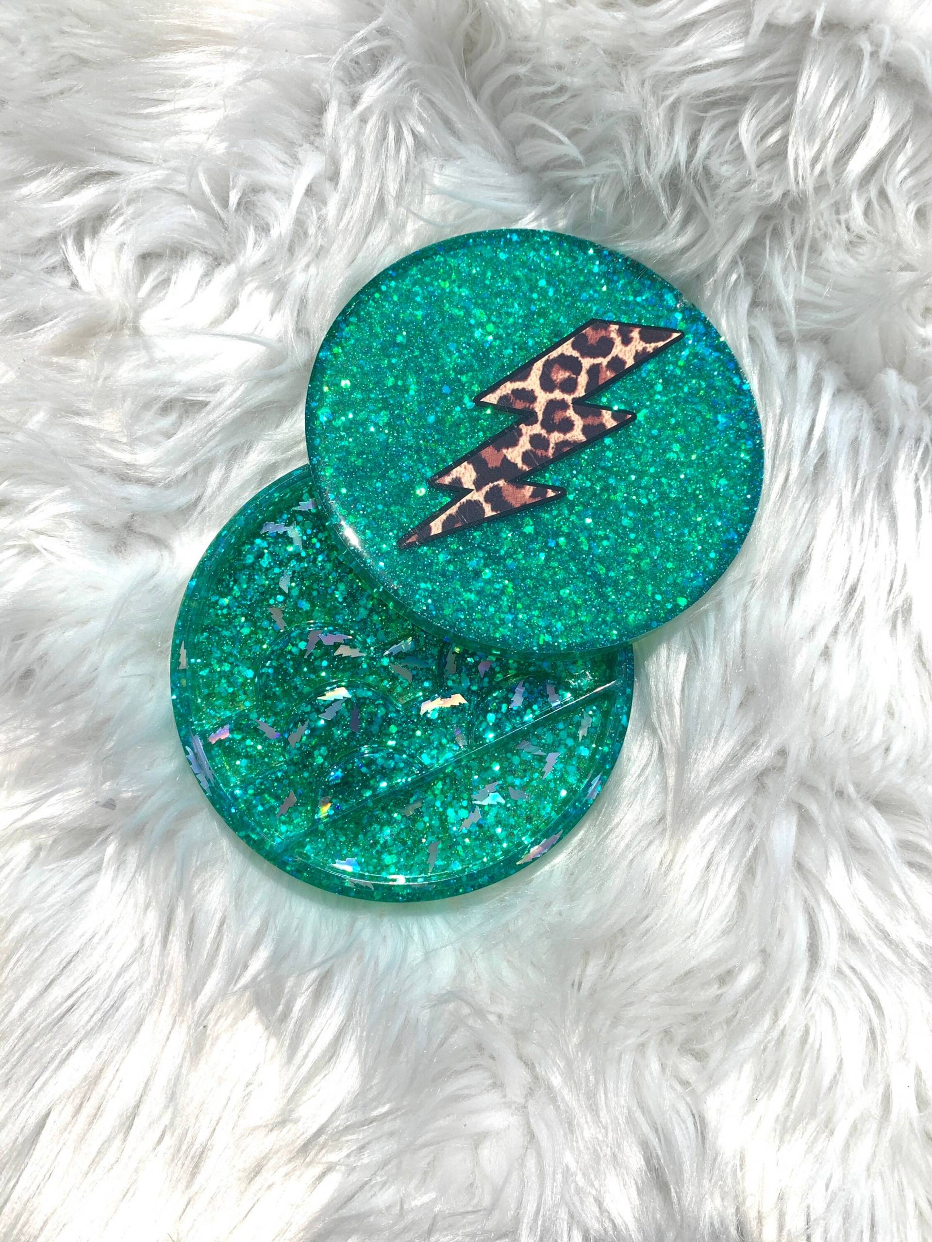 Teal Glitzer Wimpernhalter | Wimpernbehälter Leopard Blitz Blitz Falsies Behälter Aufbewahrungsbehälter von Etsy - RedVixenAcc