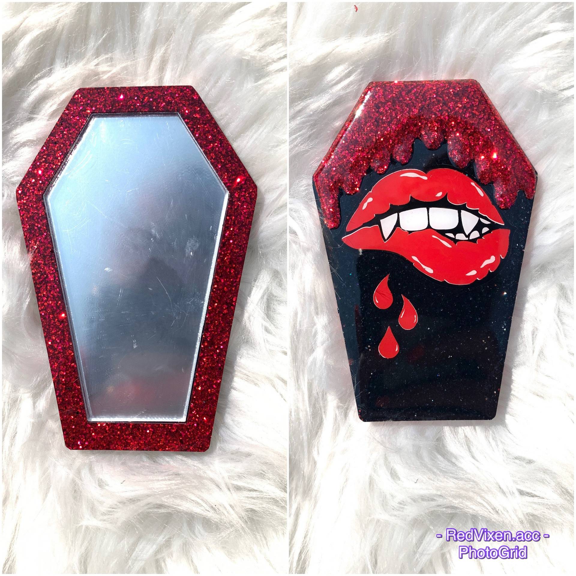 Vampir Schwarz Und Rot Glitzer Coffin Compact Spiegel | Tropfen Reisespiegel von Etsy - RedVixenAcc