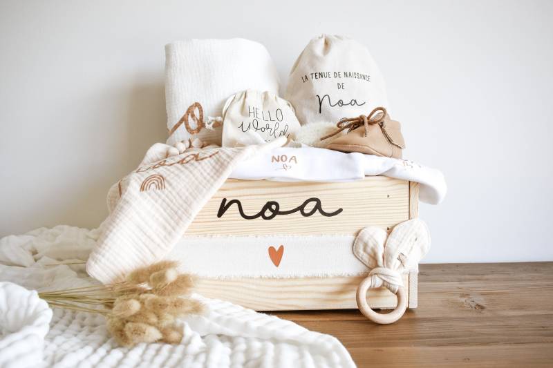 Babybox - Groß Zum Personalisieren Vorname Baby Kind Geburt Geschenk Babyparty Baumwollgaze Schmusetuch Decke Box von Etsy - RevedeGrands