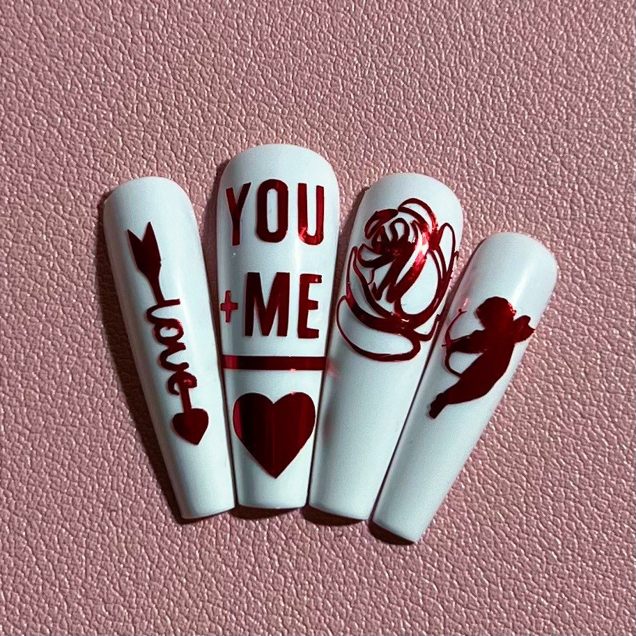 Valentinstag Nagel Sticker| Cupid Nail Sticker, Rose Aufkleber, Love Pfeil Vday Nails, Lips Sticker von Etsy - RizaZoeDesigns