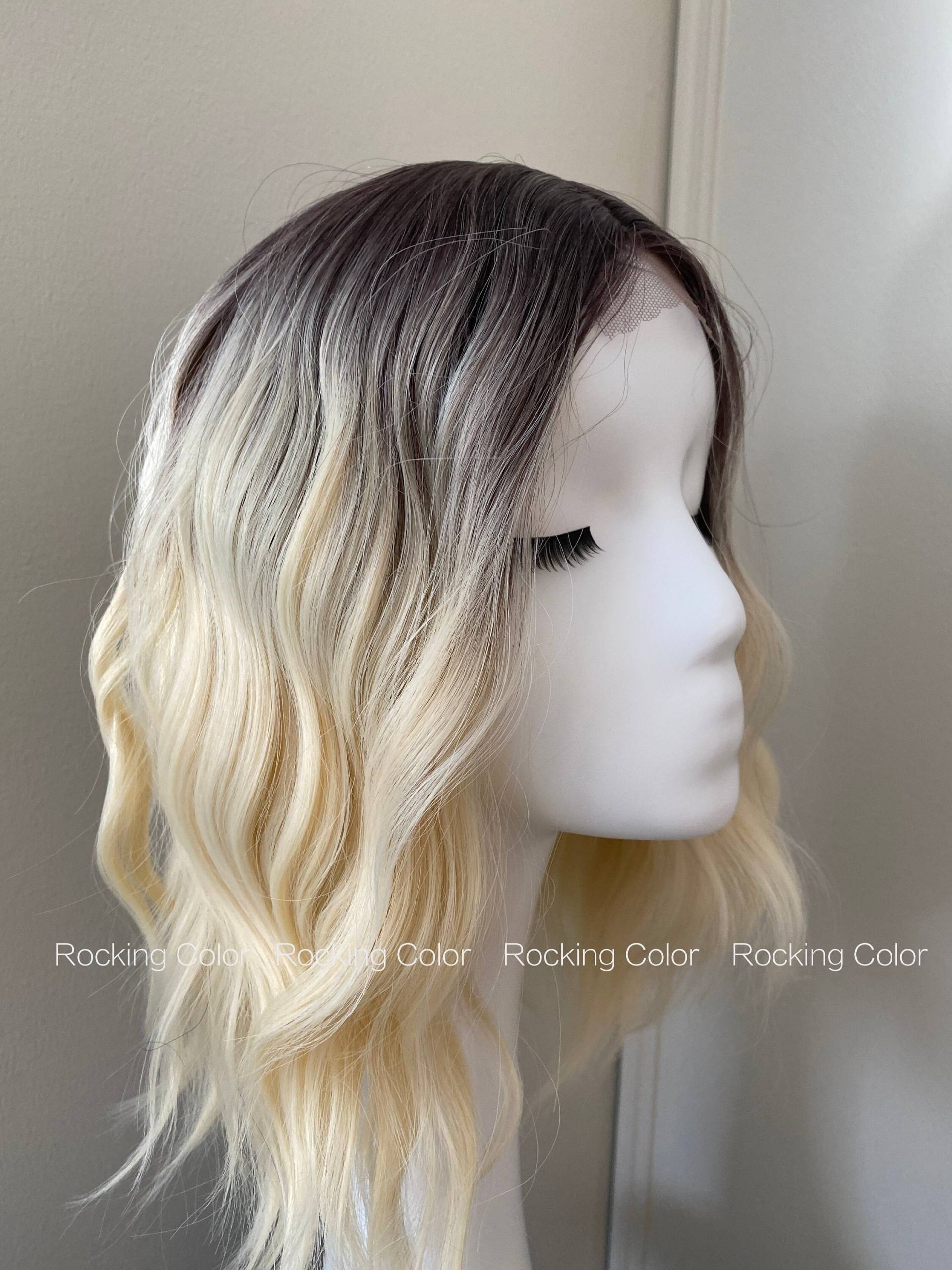 Ombre Braun Bis Blonde Lace Front Gewellte Perücke, 14-Zoll Bob Perücke. Gratis Perückenkappe von Etsy - RockingColour