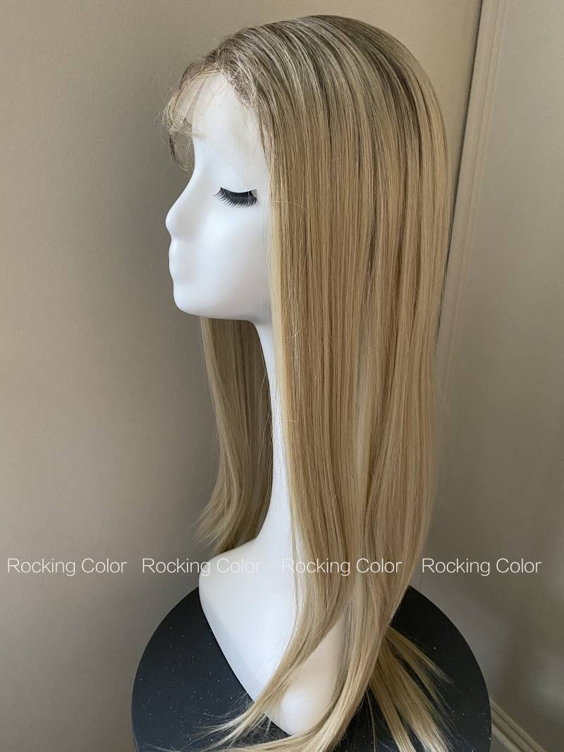 Platinum Blonde Lace Front Ombre Gerade Perücke/28-Zoll Lange Perücke. Gratis Perückenkappe von Etsy - RockingColour