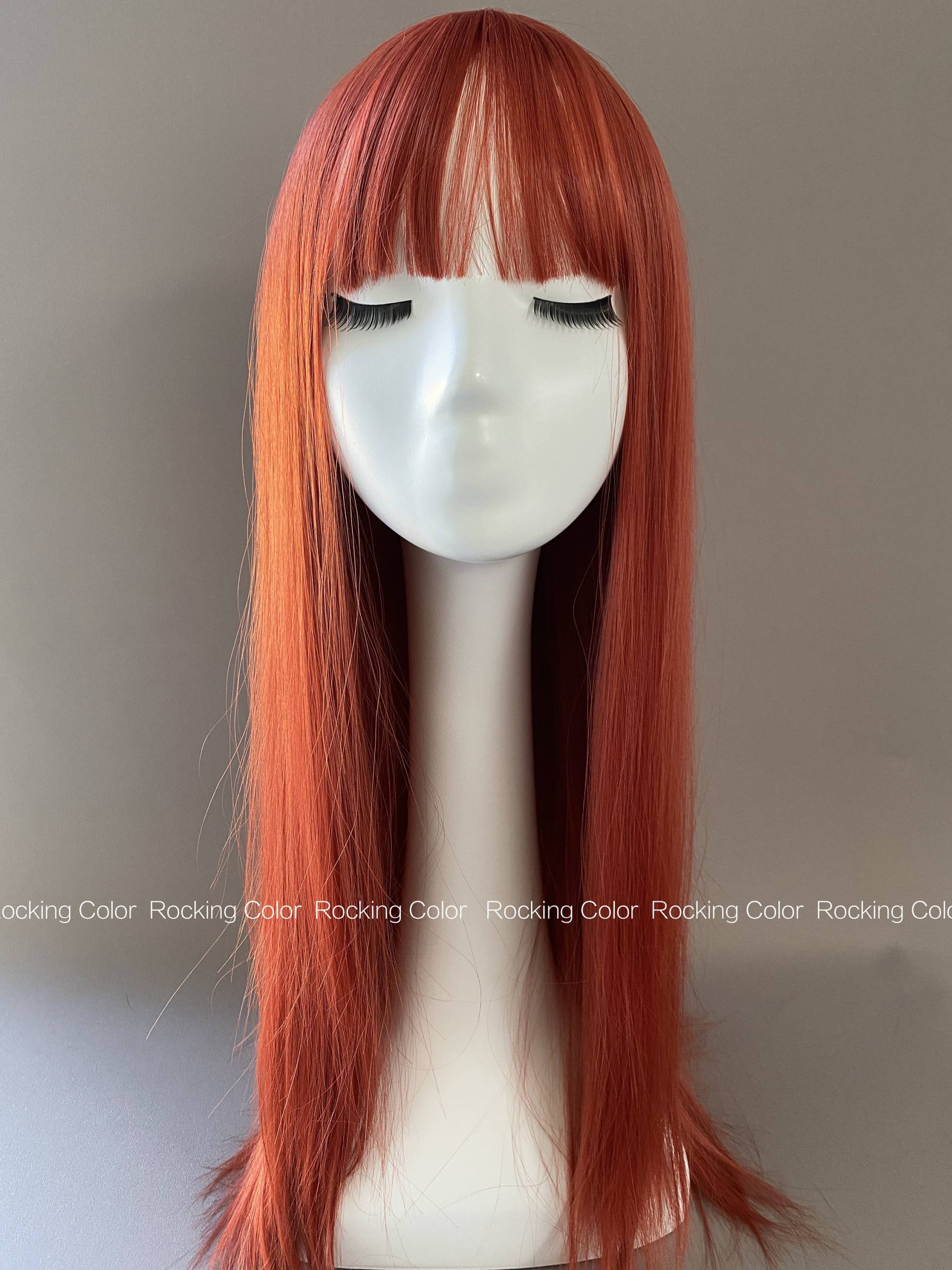 Red Ginger Straight Perücke Mit Pony/24 Zoll Langen Roten Fransen-Perücke. Gratis Perückenkappe von Etsy - RockingColour