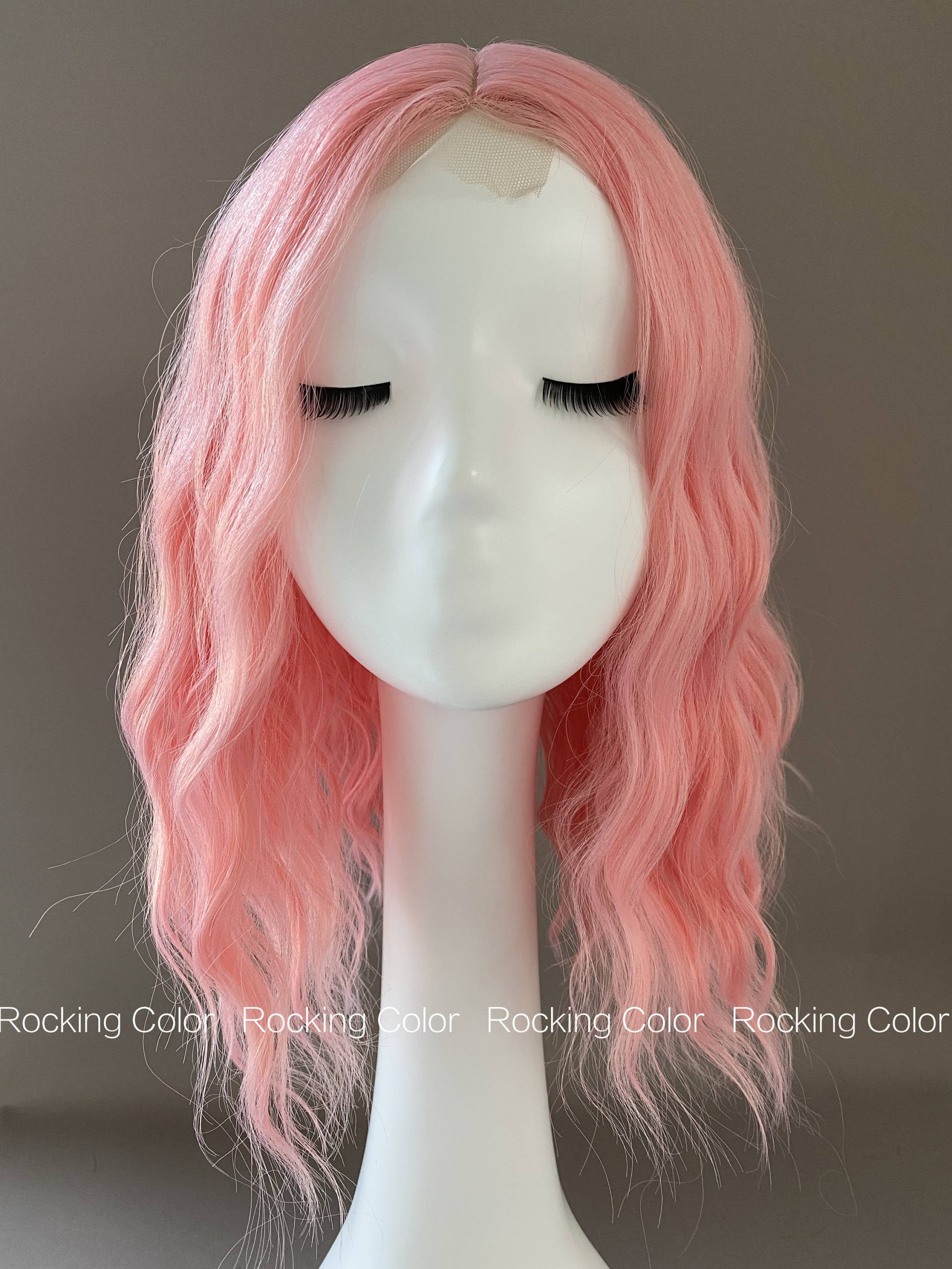 Rosa Kleine Lace Front Wavy Bobo Perücke. 14-Zoll Schulter-Länge Natural Look Gratis Perückenkappe von Etsy - RockingColour