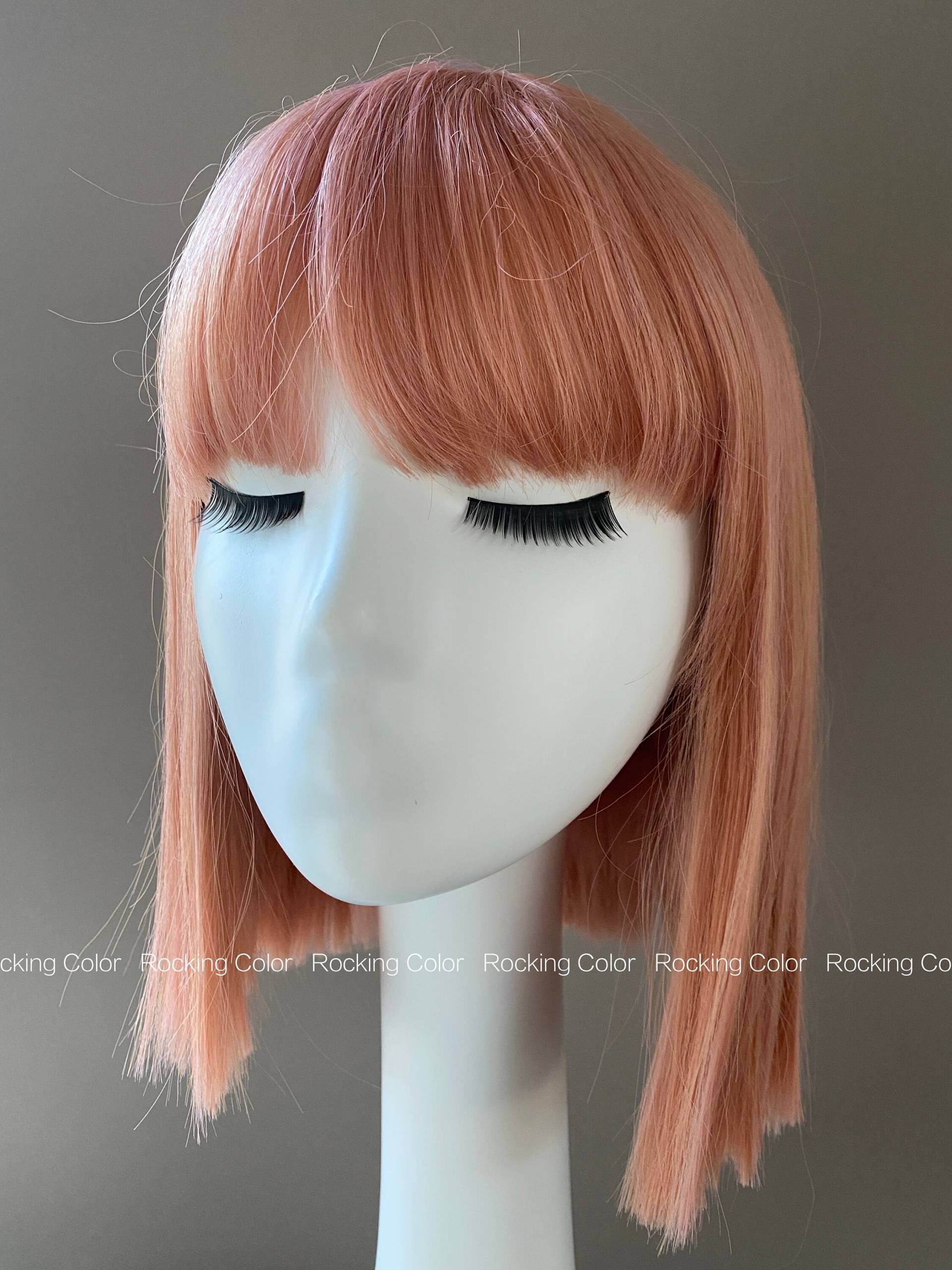 Rose Pink Bob Perücke Mit Pony, 10-Zoll-Kurze Perücke.free Perückenkappe von Etsy - RockingColour