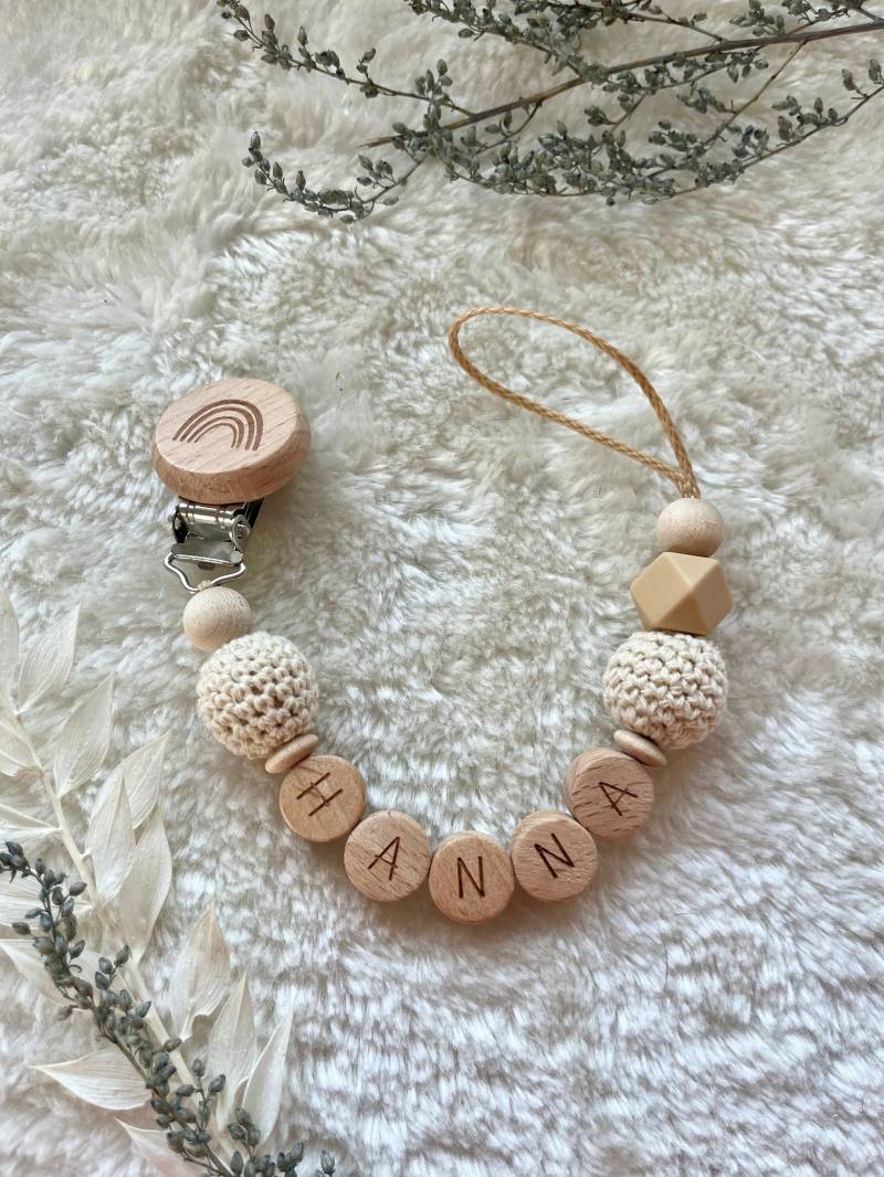 Schnullerkette|Schnullerkette Mit Name|Schnullerkette Mädchen|Schnullerkette Junge|Schnullerkette Beige von Etsy - RosaRotDE