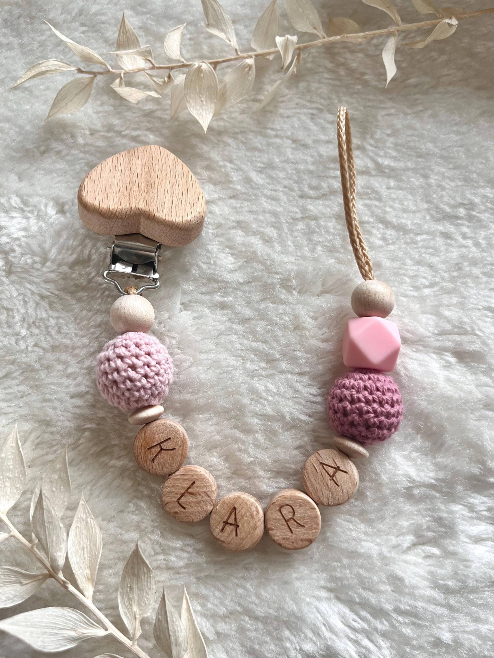 Schnullerkette|Schnullerkette Mit Name|Schnullerkette Mädchen|Schnullerkette Junge|Schnullerkette Rosa|Pink von Etsy - RosaRotDE