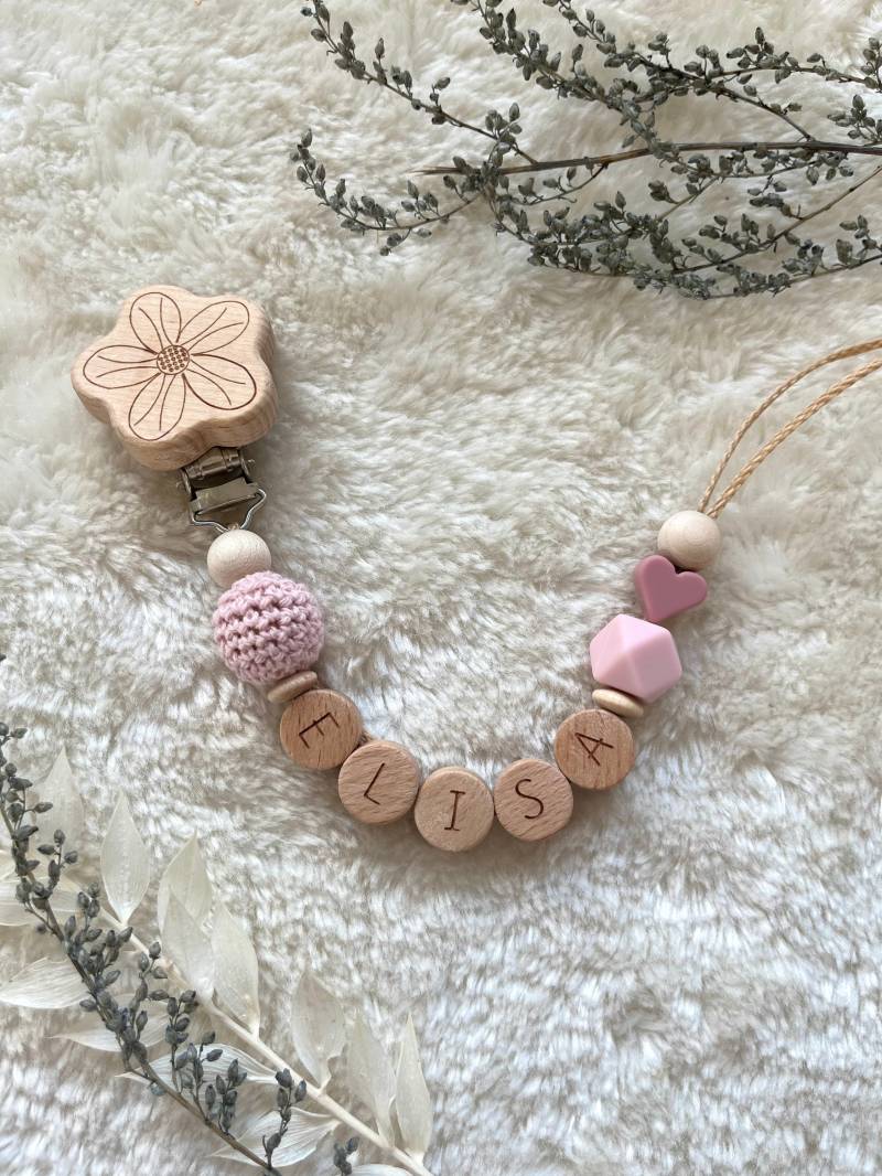 Schnullerkette|Schnullerkette Rosa|Schnullerkette Mit Name|Schnullerkette Mädchen|Schnullerkette Herz von Etsy - RosaRotDE