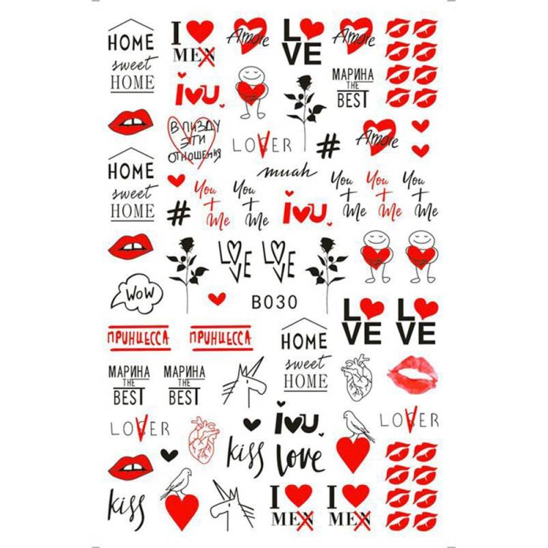 Valentinstag Nail Art Aufkleber, Selbstklebend, " Herz Und Lippen Wort von Etsy - RoseBudsDesignGoods