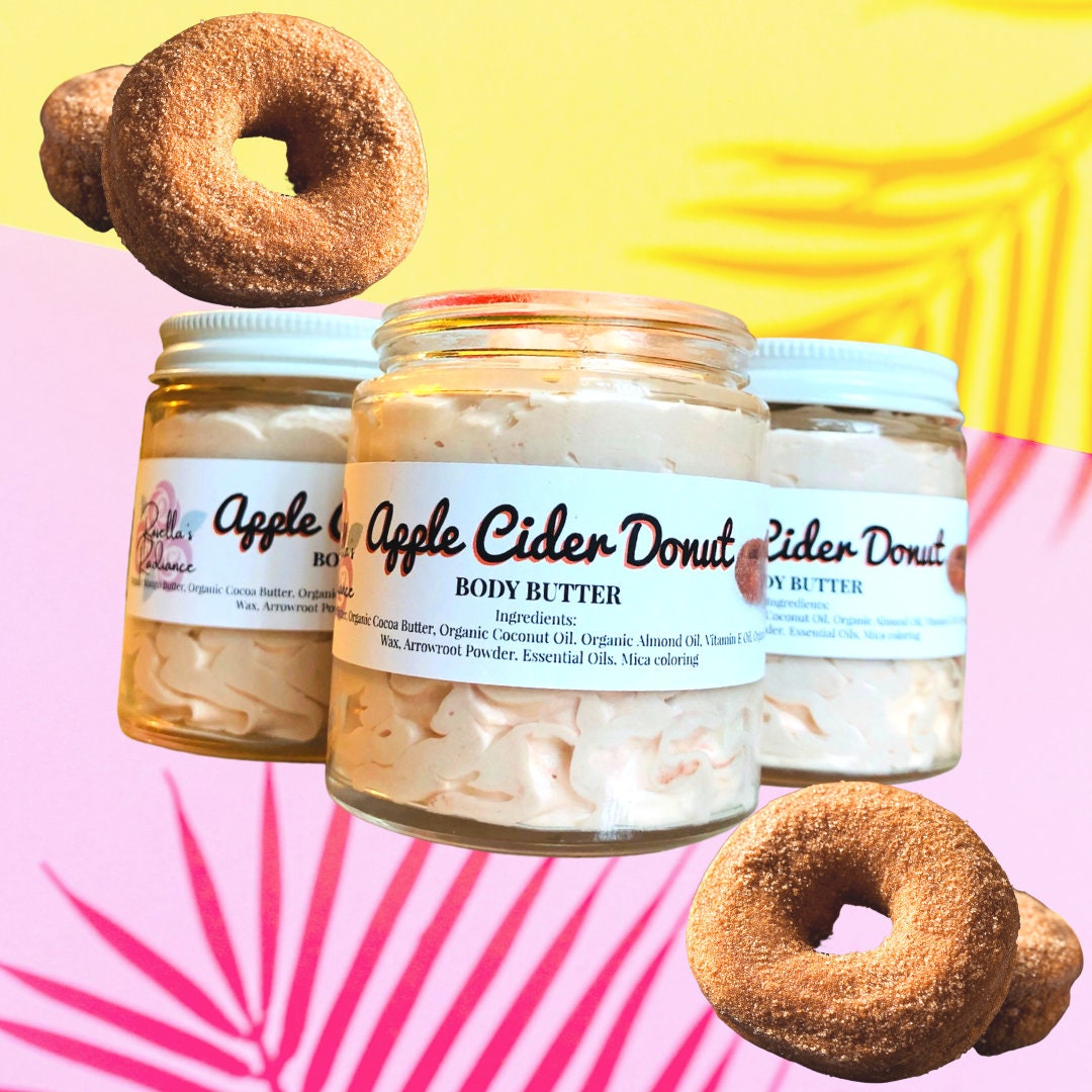 Apfelwein Donut Körperbutter | Schlagsahne Lotion Zuckerpeelings Mangobutter Feuchtigkeitscremes Handgemachte Feuchtigkeitscreme von Etsy - RosellasRadianceShop