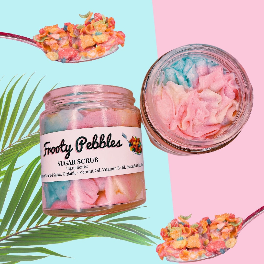 Frooty Pebbles Zuckerpeeling | Fruchtig Getreide Handgemacht Ausgeschlagen Selbstfürsorge Hautpflege Empfindliche Haut Peeling von Etsy - RosellasRadianceShop