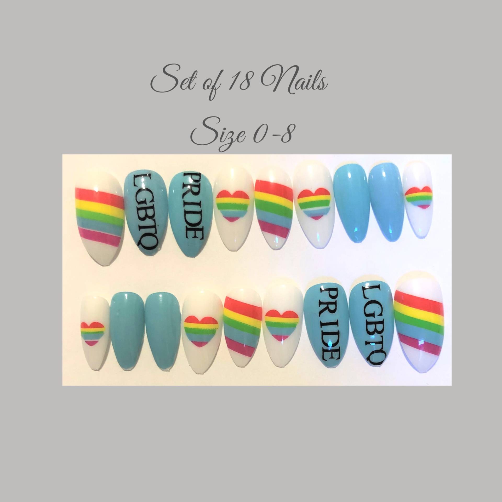 Lgbtq/Pride Press On Nails Set - Kurze Stiletto | Größe 0-8 von Etsy - RuthlessNailDesigns