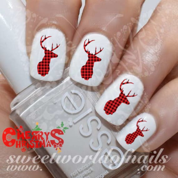 Christmas Nails Holzfäller Deer Wasserabziehbilder von Etsy - SWNails