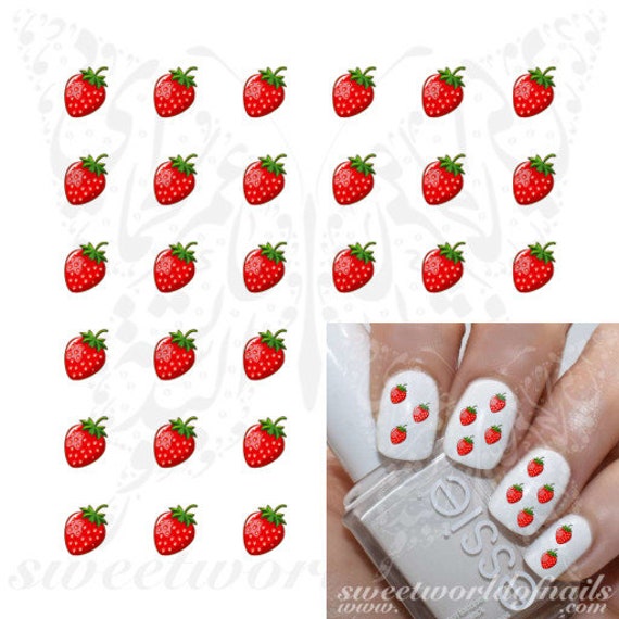 Mini Erdbeere Nail Art Wasser Decal von Etsy - SWNails