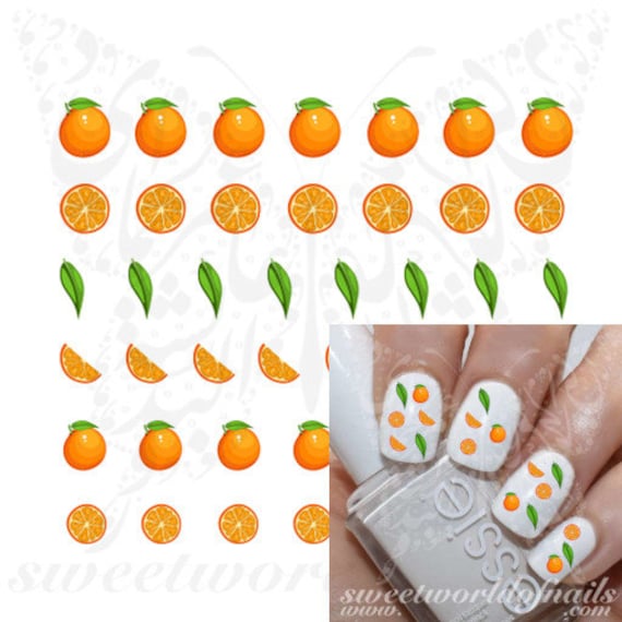 Oranges Nail Art Wasserabziehbild von Etsy - SWNails