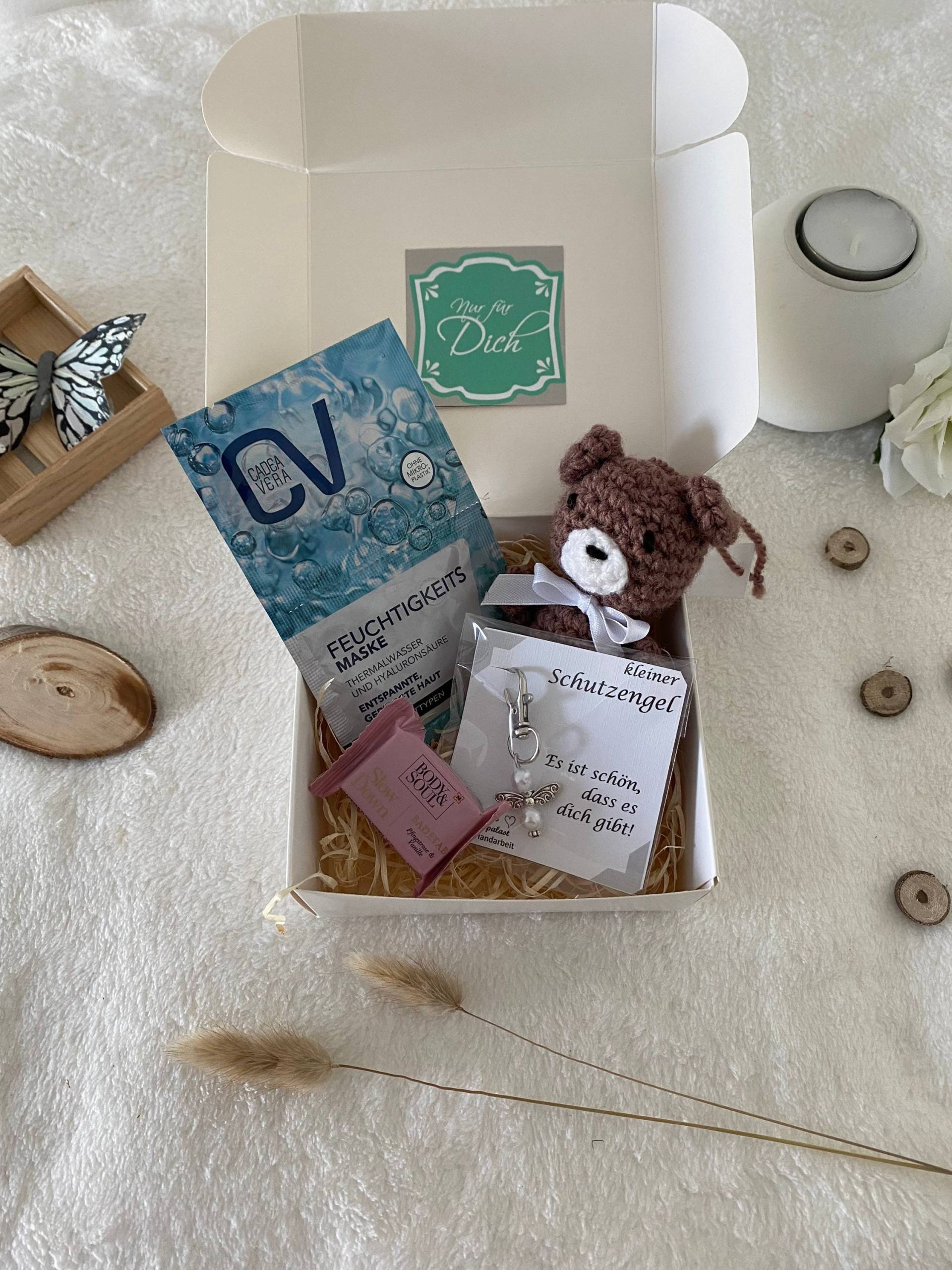 Geschenkset Mit Teddybär Schutzengel Badetab Und Maske von Etsy - SabinesMaschenpalast