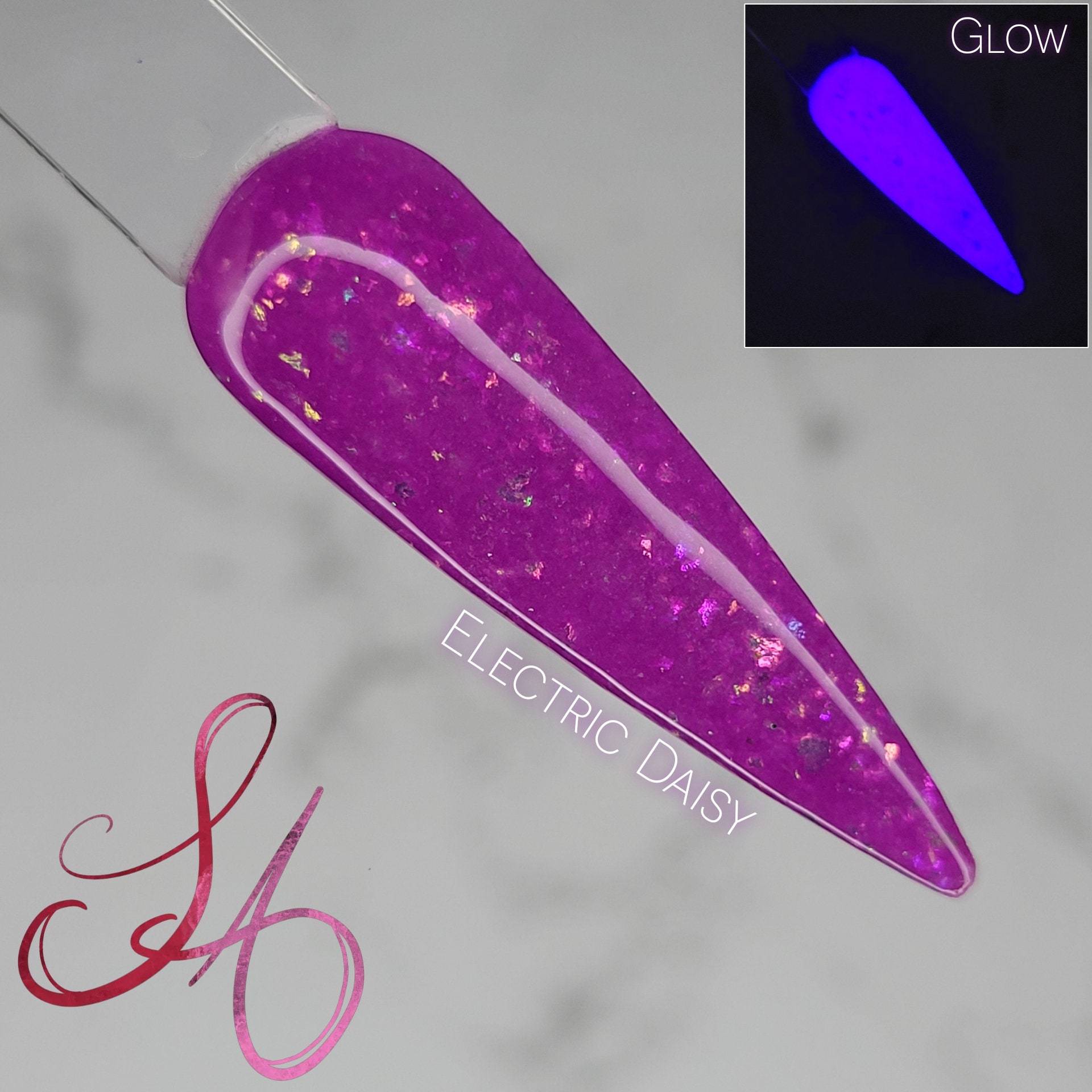 Electric Daisy Neon Lila Glow in The Dark Flakie Dip Pulver von Etsy - SandADipPowders