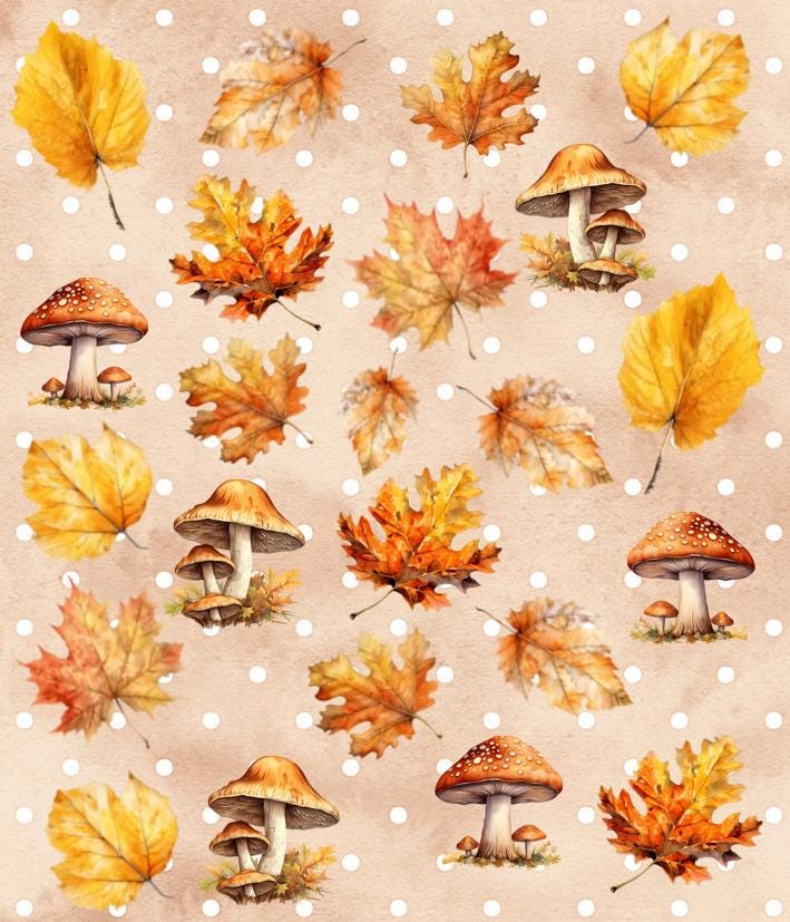 Decal Herbst Nagel Design, Herbstlaub, Ahornblatt, Eichenblatt, Birkenblatt, Sticker Pilze, Natur, Wald von Etsy - CooleSticker