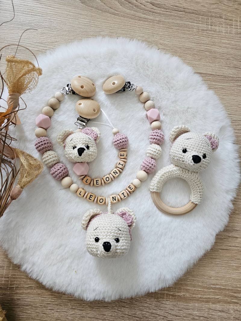 Babygeschenke Set|Personalisierte Schnullerkette|Kinderwagenkette | Greifring |Babyshower Geschenkset Zur Geburt von Etsy - SchnullerkettenHaSi