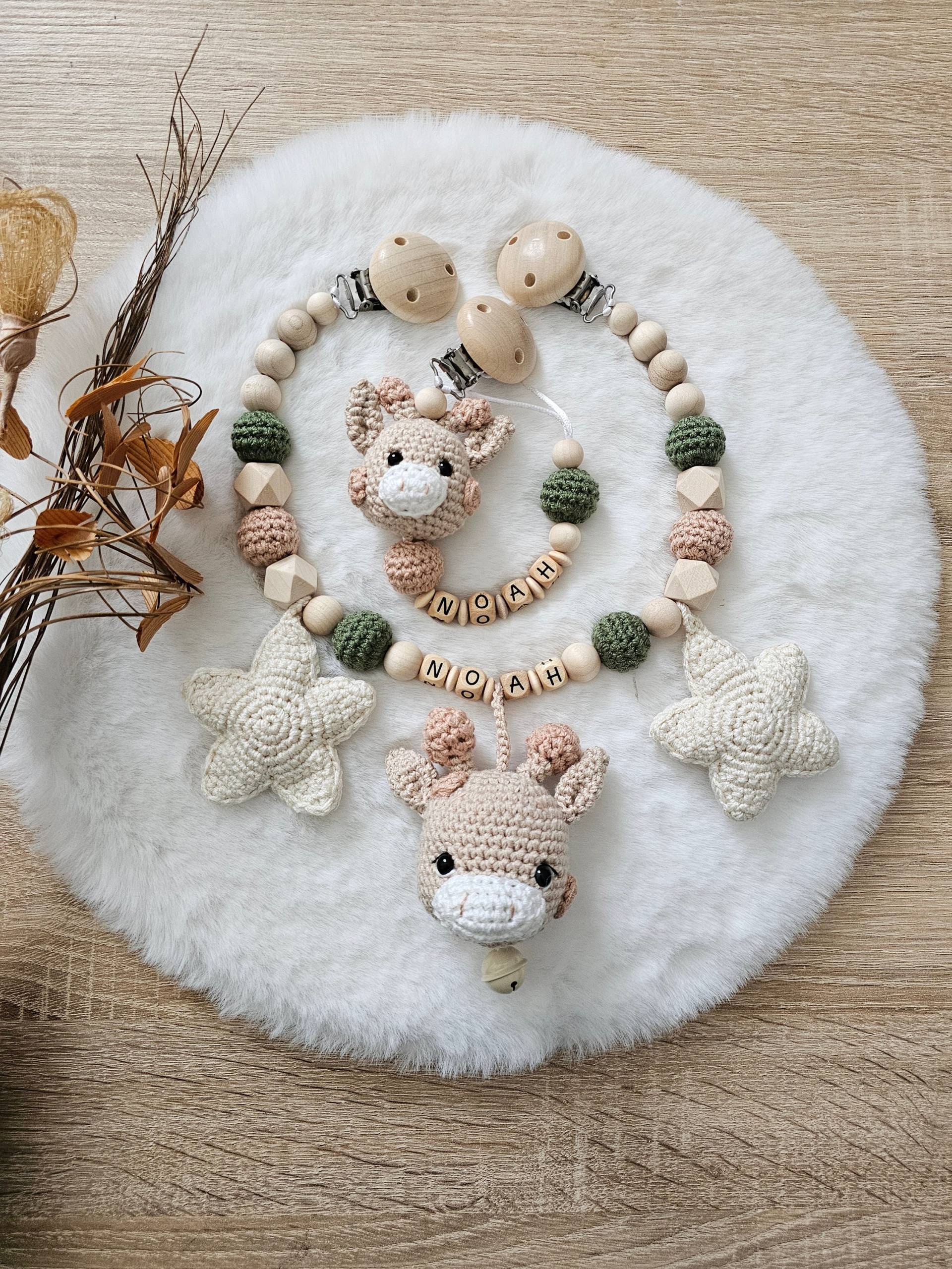 Kinderwagenkette Giraffe Personalisiert| Schnullerkette Mit Namen |Gehâkelte Giraffe|Babygeschenke Set | Babygeschenke Zur Geburt von Etsy - SchnullerkettenHaSi