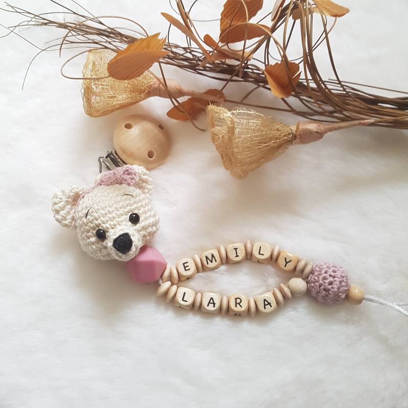 Schnullerkette Mit Doppelnamen, Personalisierte Geschenke, Babygeschenke, Schhnullerkette Natur, Holzbuchstaben, Nuggikette von Etsy - SchnullerkettenHaSi