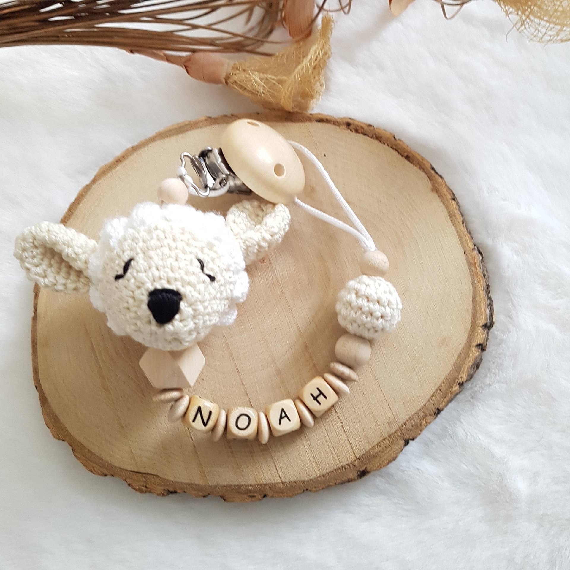 Schnullerkette Mit Namen Neutral Schaf, Babygeschenke, Namenskette von Etsy - SchnullerkettenHaSi