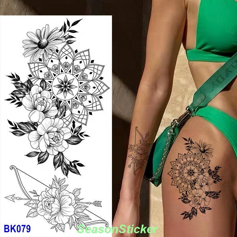 Blume Totem Pfeil & Bogen Sterne Sonnenblume Rose Libelle Grafiken Pfingstrose Daisy Körper Taille Arm Hals Temporäre Kunst Tattoos Bkseries von Etsy - SeasonSticker