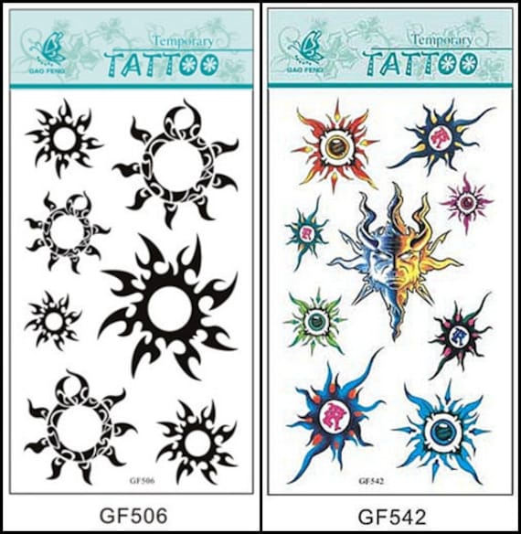 Flamme Mond Sonne Totem Solid Hohl Sterne Set Konstellation Sternzeichen Taille Arm Hals Temporäre Tattoo Gfseries von Etsy - SeasonSticker