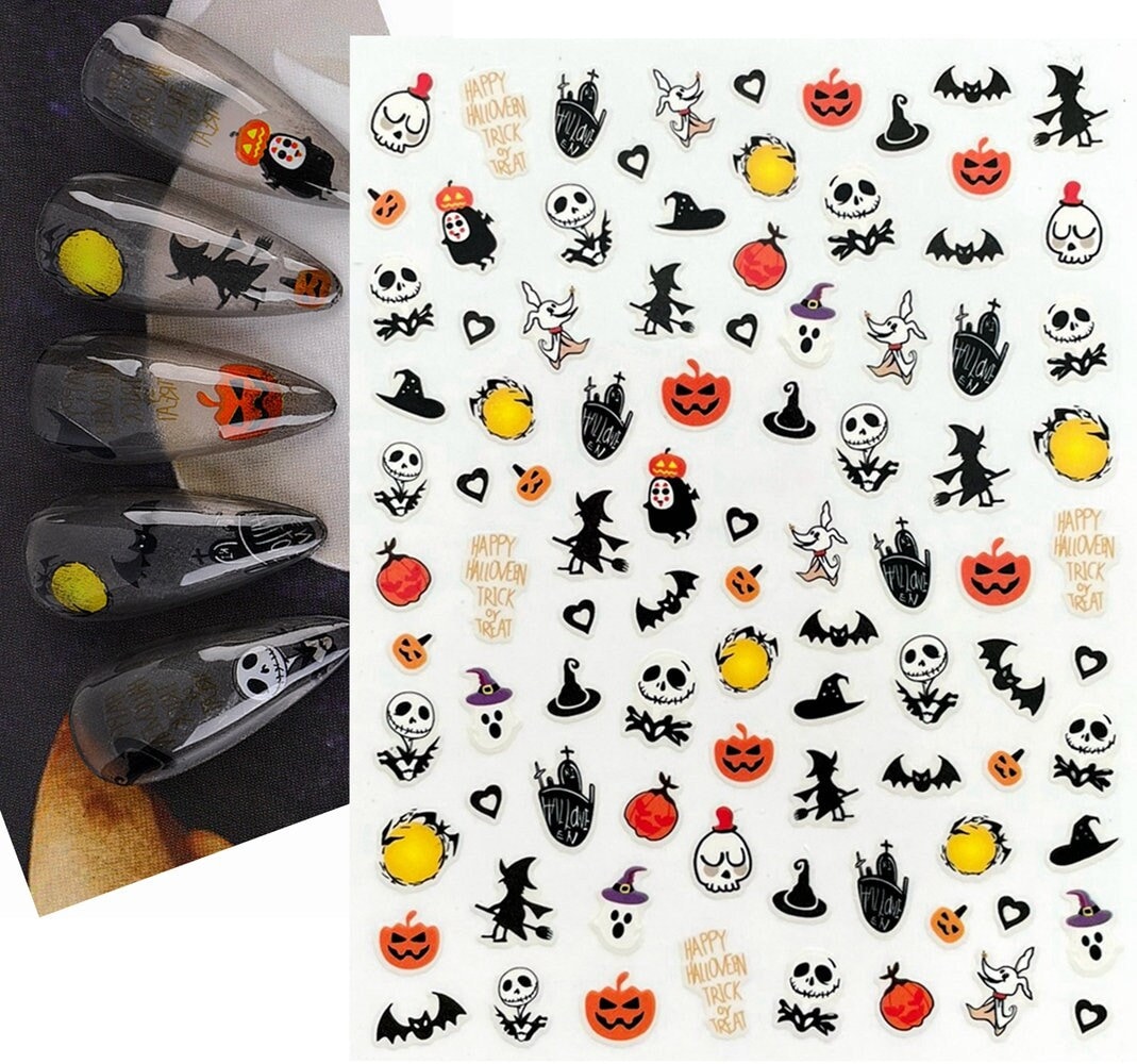 Halloween Nail Art Aufkleber Geist Alptraum Monster Kürbis Schädel Vampir Spinnennetz Hexe Selbstklebende Nagelabziehbilder Xhseries von Etsy - SeasonSticker