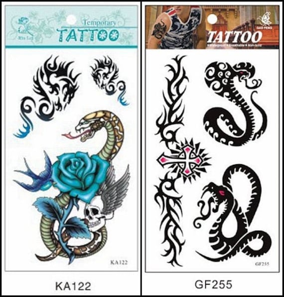 Schlange Kreuz Totem Spinne Adler Tigle Wild Animal Kette Rose Taille Arm Hals Temporäre Körper Tattoo Gfseries von Etsy - SeasonSticker