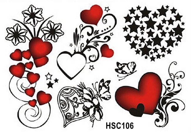 Süßes Herz Sterne Schwarz Strichcode Lippen Schmetterling Blumen Taille Arm Hals Körper Temporäre Tätowierung Aufkleber Hscseries von Etsy - SeasonSticker