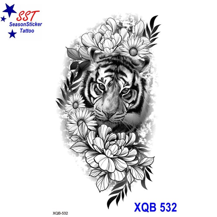 Tiger Sonnenblume Blume Vogel Schlange Tier Rose Lotus Totem Kreuz Temporäre Körper Arm Kunst Tattoos Xqbseries von Etsy - SeasonSticker