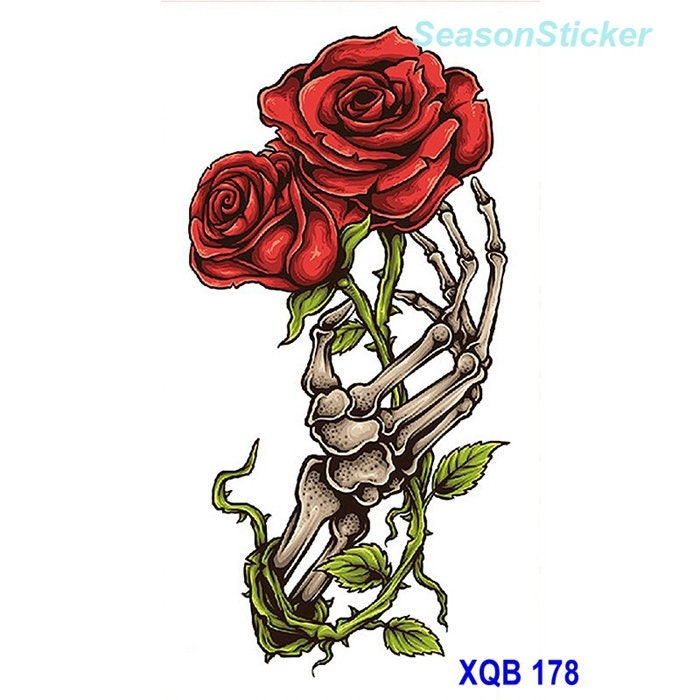 Wolf Schädel Blume Tiger Löwe Drache Uhr Skeleton Hand Rose Totem Temporäre Körperkunst Tattoos Xqbseries von Etsy - SeasonSticker