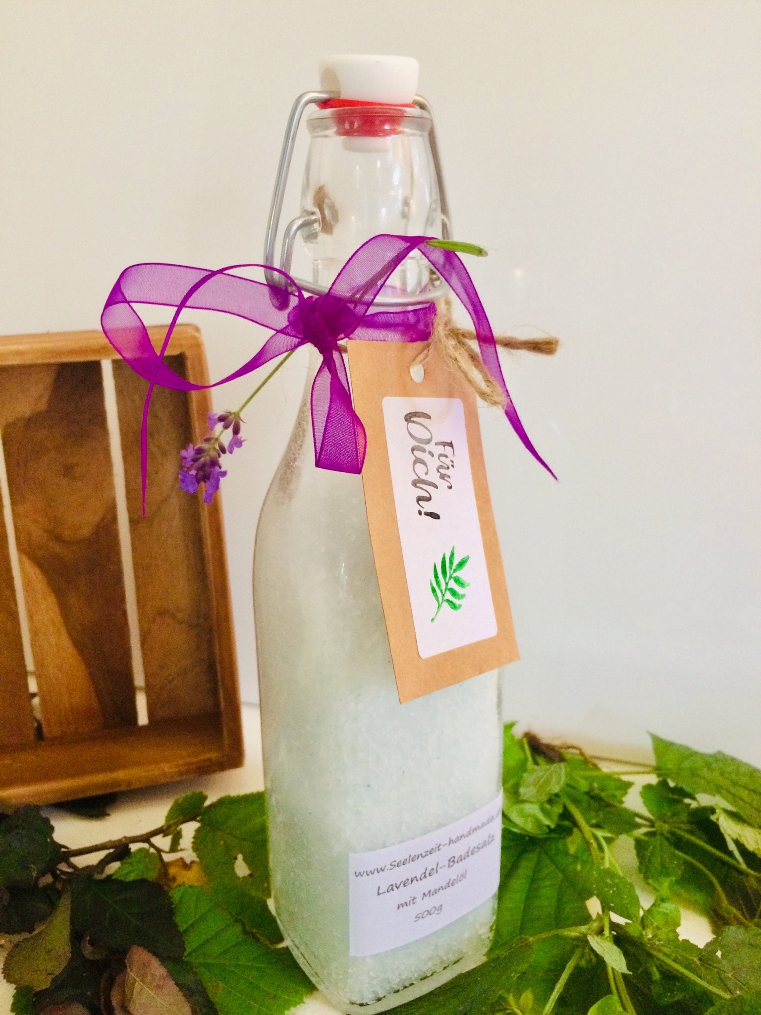 Badesalz Bio Lavendel Mit Mandelöl, 500Gramm in Glasbügelflasche, Wellness, Spa, Geschenk von Etsy - SeelenZeit