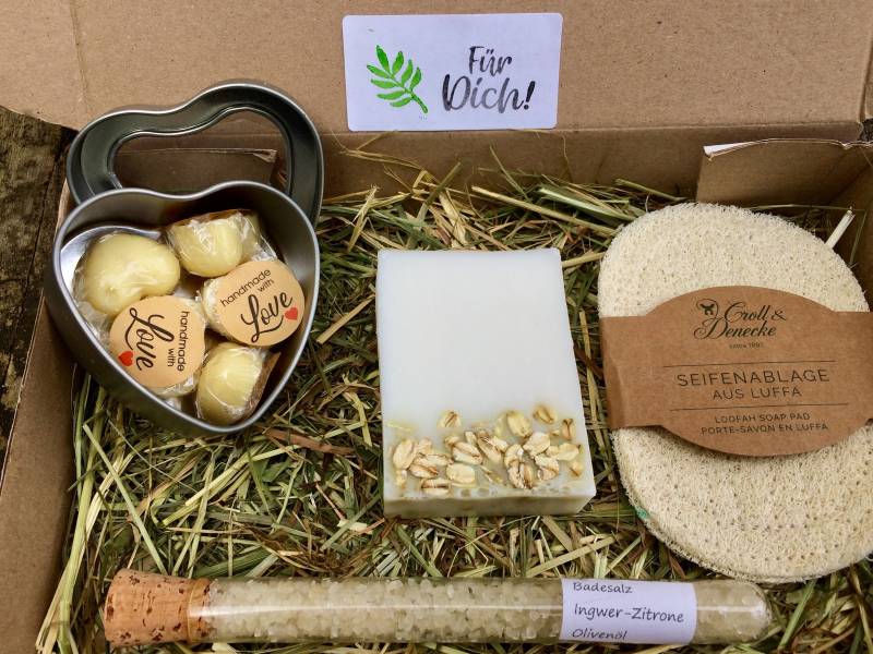 Natur Geschenkebox "Haferseife Und Mehr" , Spa Set, Entspannungs Geschenk, Self Care Box, Wellness von Etsy - SeelenZeit